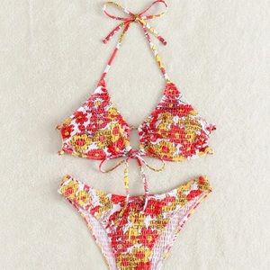 NEW SHEIN Red and Yellow Floral Bikini